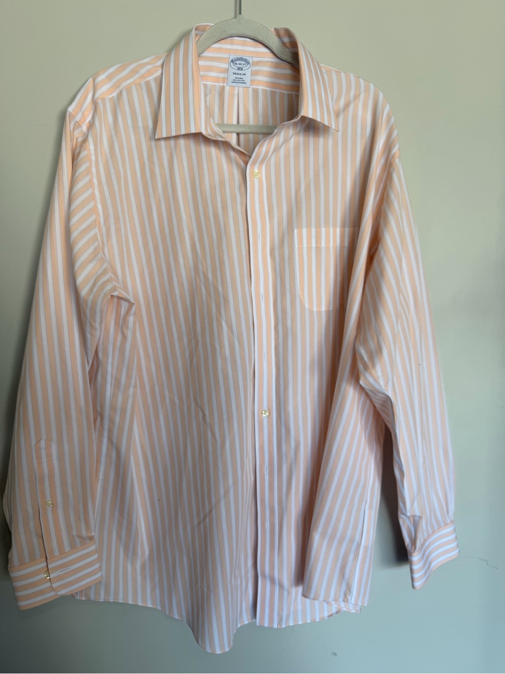 Brooks Brothers 1818 Peach Stripe Dress Shirt Men’s 18 36/37
